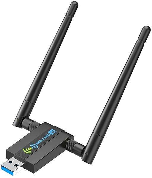 High-Speed Wireless USB WiFi Adapter for PC - 1300Mbps Dual 5dBi Antennas for Windows 11/10/8/7/Vista/XP