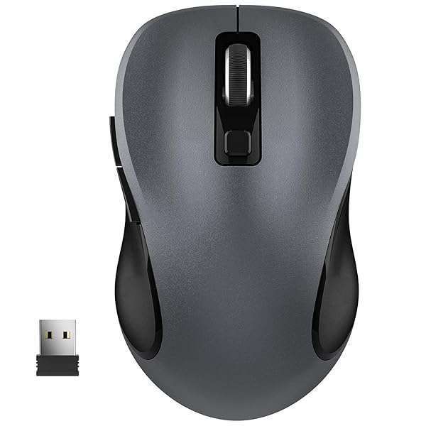 Buy WisFox 2.4G Wireless Mouse - Ergonomic, 6-Button, Adjustable for Laptop & PC (Grey) - Fast USB Connection