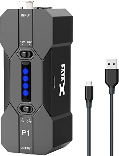Xvive P1 Portable Phantom Power Supply: 48V/12V Rechargeable for XLR Condenser & Shotgun Microphones