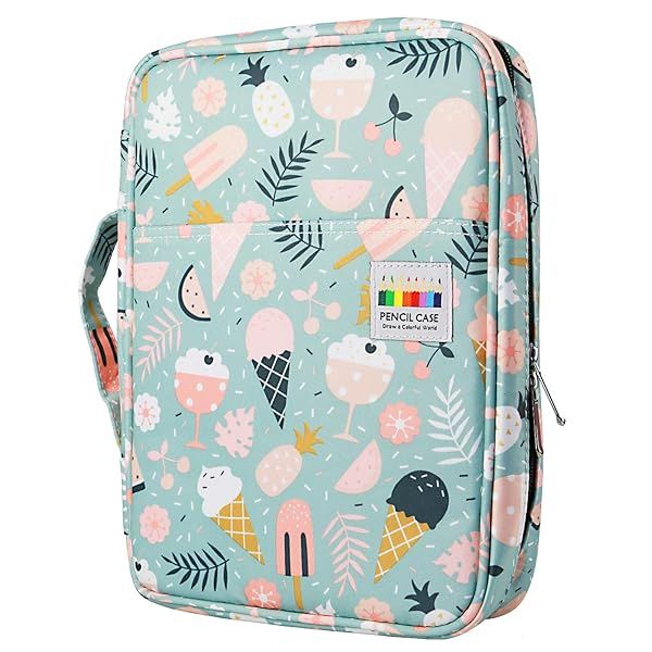 YOUSHARES 166-Slot Colored Pencil Case Organizer for Prismacolor & Gel Pens - Cat Design with Handy Wrap & Zipper