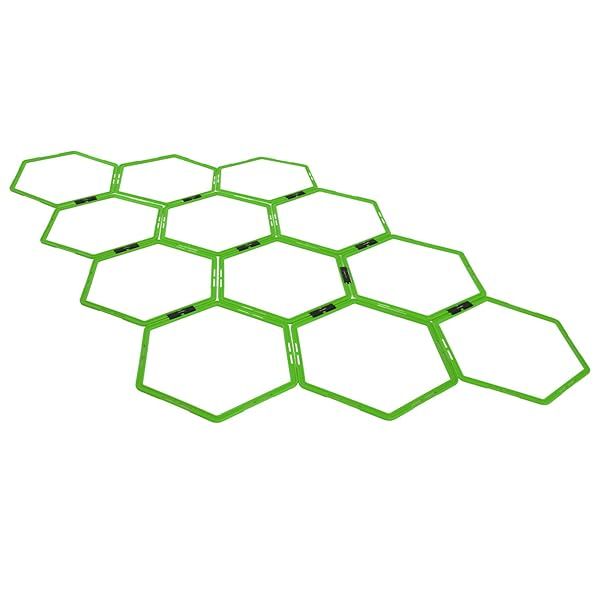 Yes4All Agility Hex Ring Set - 12 Green Neon Rings for Enhanced Training & Fitness