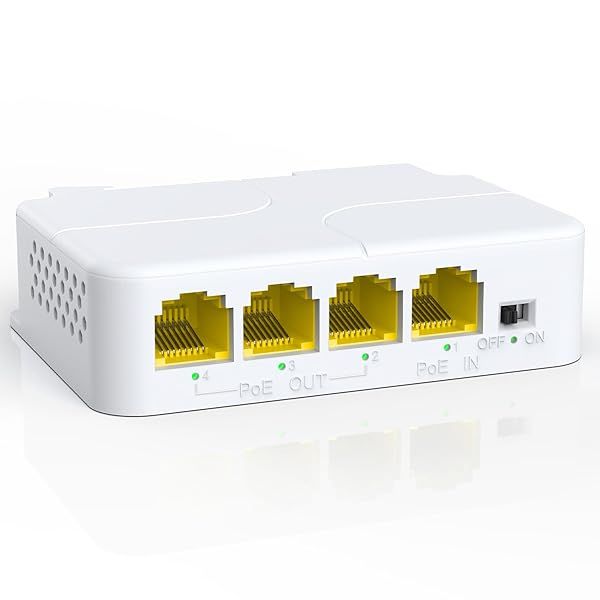 YuanLey 4 Port PoE Extender: Gigabit 1000Mbps, 3 PoE Out, VLAN, Wall/Din Rail Mount - Easy Plug & Play Booster