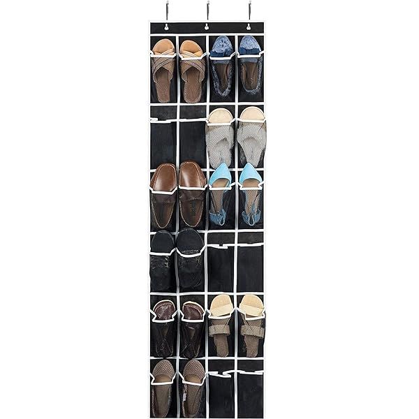 ZOBER Over the Door Shoe Organizer: 24 Pocket Hanging Rack for Shoes, Towels & More - Perfect Closet & Pantry Storage Solution
