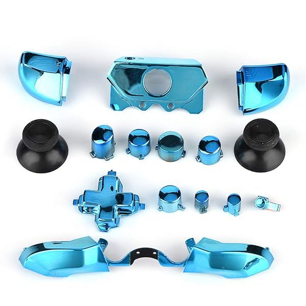 Zerone Full Button Set for Xbox One - Blue Thumbsticks, ABXY Buttons & Triggers Mod Kit