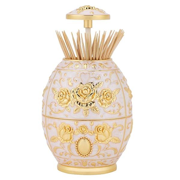 Zinc Alloy Toothpick Holder & Bottle Opener - Portable Retractable Organizer in Gold for Kitchen & Dining