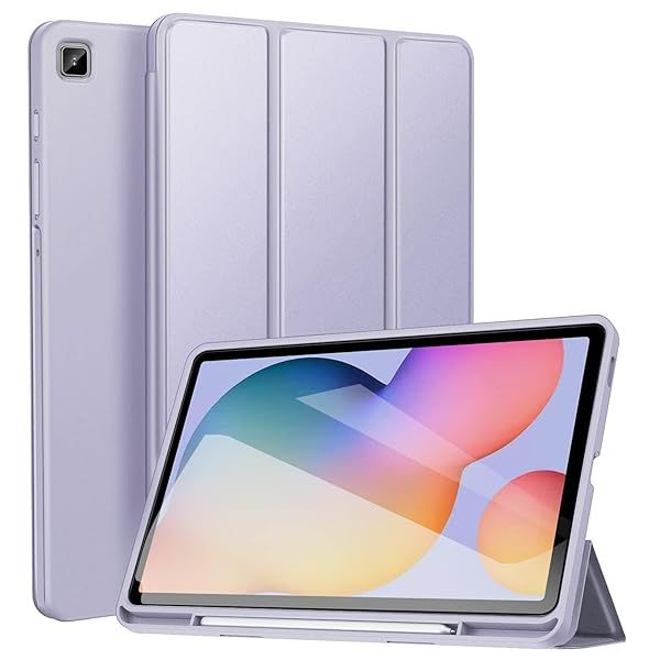 "ZtotopCases Galaxy Tab S6 Lite 10.4" Case (2020/2022/2024) - Lightweight Trifold Folio with Pen Holder & Auto Wake/Sleep - Purple"