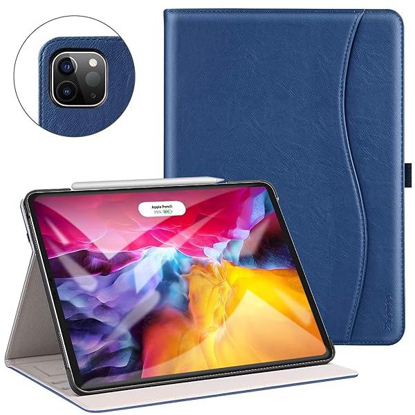 "Ztotop iPad Pro 11" Case (4th/3rd/2nd Gen) - Premium PU Leather Folio Cover with Auto Wake/Sleep & Hand Strap - Blue"