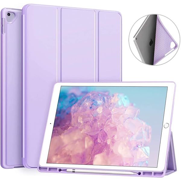 Ztotop iPad Pro 12.9 Case (2015/2017) - Lightweight TPU Cover with Pencil Holder & Trifold Stand, Auto Sleep/Wake - Purple