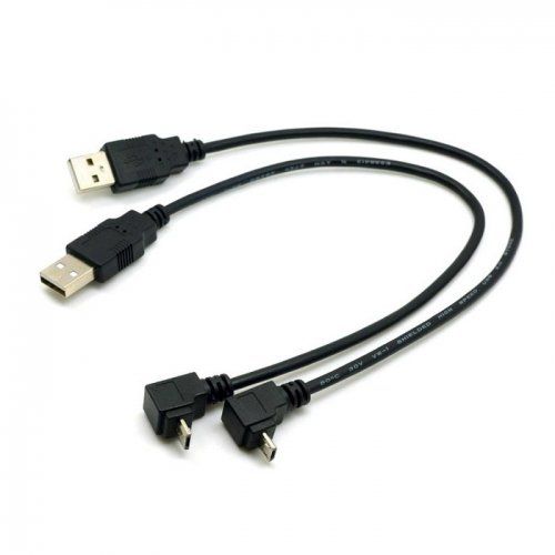 cablecc 2pcs USB 2.0 Male to Micro USB Up &amp; Down Angled 90 Degree Cable 30cm for Cell Phone Tablet