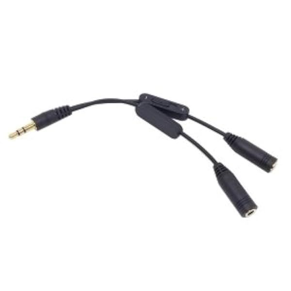 Cablecc Black 3.5mm Stereo Y Splitter with Volume Control - Dual Female Audio Adapter