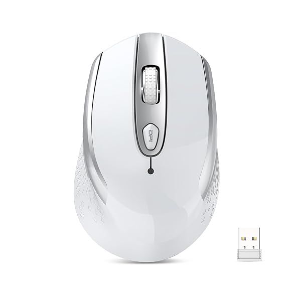 Buy cimetech Wireless Ergonomic Optical Mouse - 2.4G, 6 Buttons, Silent, USB Receiver, Adjustable DPI for Laptop & PC - White