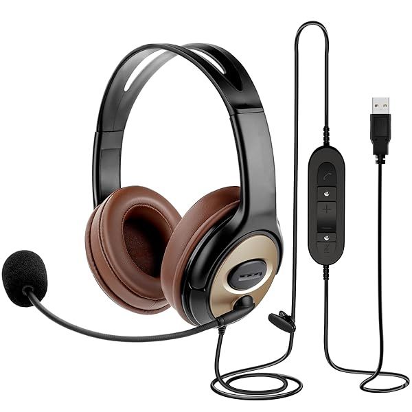 emaiker Oval USB Noise Canceling Headset: Perfect for Office Calls, Zoom, Webex & More