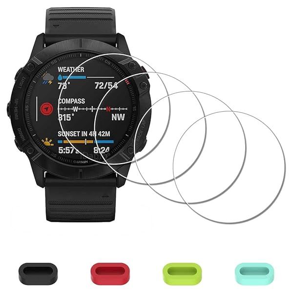 iDaPro Screen Protector for Garmin Fenix 6X Pro & Solar - Anti-Scratch, Bubble-Free with Silicone Dust Plugs