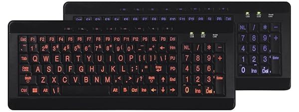 iMBAPrice Large Font USB LED Backlit Keyboard - Orange & Blue (IMBA-LOB-BKB) for Easy Typing