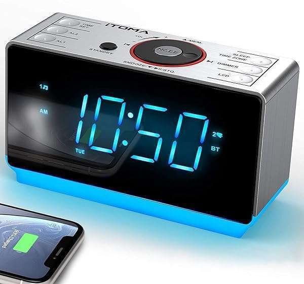 iTOMA CKS708 Alarm Clock Radio: Bluetooth Speaker, FM, Dual Alarm, LED Display & USB Charging