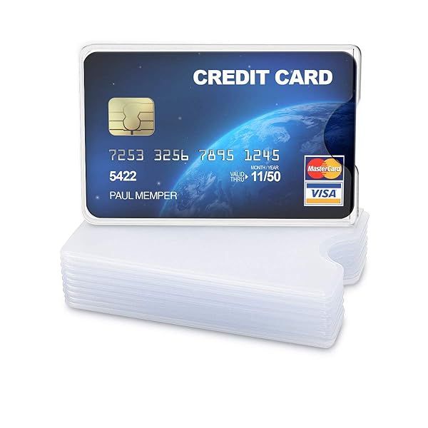 KWMobile 10-Piece Transparent Credit Card Sleeves - Durable ID Holders for Protection & Organization