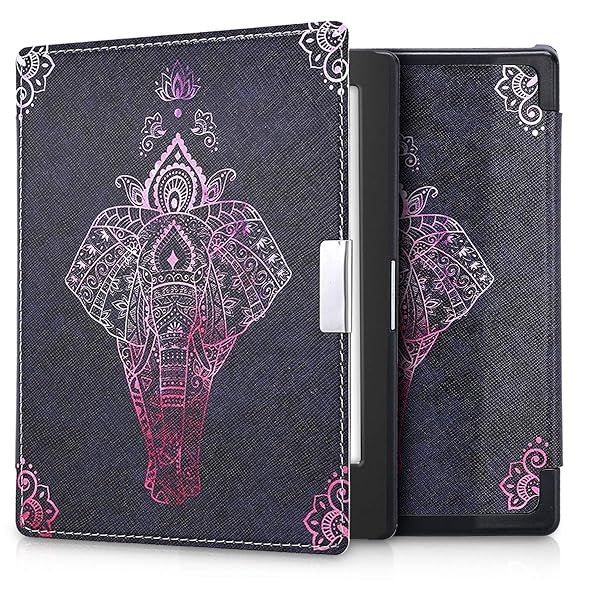 KWMobile Kobo Aura Edition 1 Case - Stylish Elephant Sketch Cover in Dark Pink/Anthracite