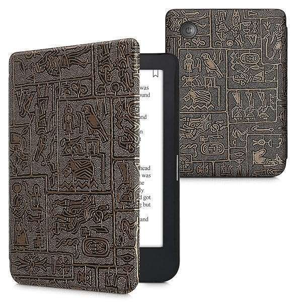 KWMobile Case for Kobo Clara 2E & Tolino Shine 4 - Egyptian Figures Gold/Black eReader Cover