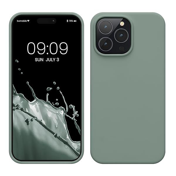 KWMobile iPhone 14 Pro Max Case - Slim Soft TPU Silicone, Wireless Charging Compatible, Rainwashed Green