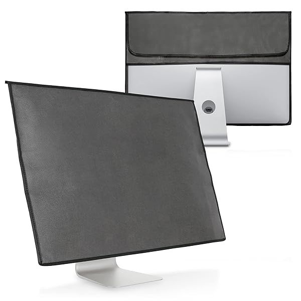 "KWMobile 3-in-1 Monitor Cover for 24-26" Screens - Dark Grey Case with Mouse & Keyboard Storage"