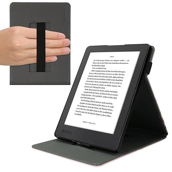 KWMobile Kobo Aura H2O Edition 2 Case - Stand & Strap in Magnolias Pink/White/Dusty Pink