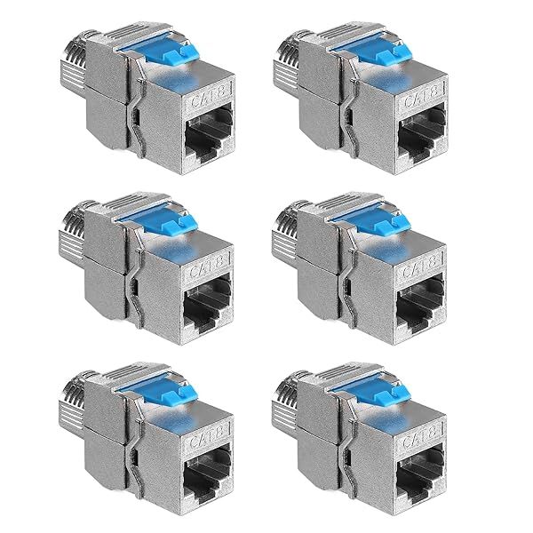 KWMobile 6-Piece CAT-8 Shielded Keystone Jacks - High-Speed RJ45 Ethernet Modules for 40 Gbit Performance