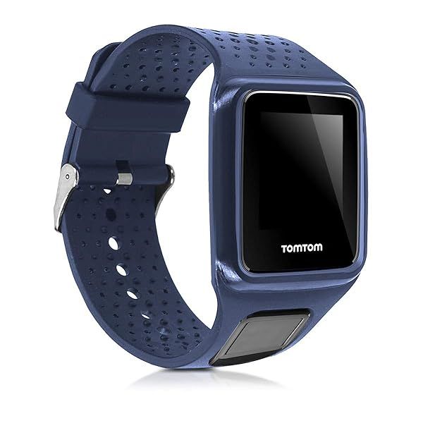 KWMobile Dark Blue Silicone Strap for TomTom Runner 1 & Multi-Sport - Durable Replacement Watch Band