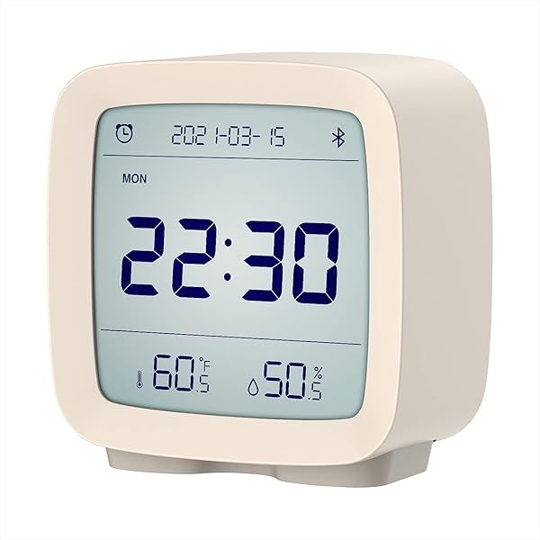 Qingping Smart Bluetooth Alarm Clock: Multiple Alarms, Temp & Humidity Display, Easy App Settings - Perfect for Bedroom!