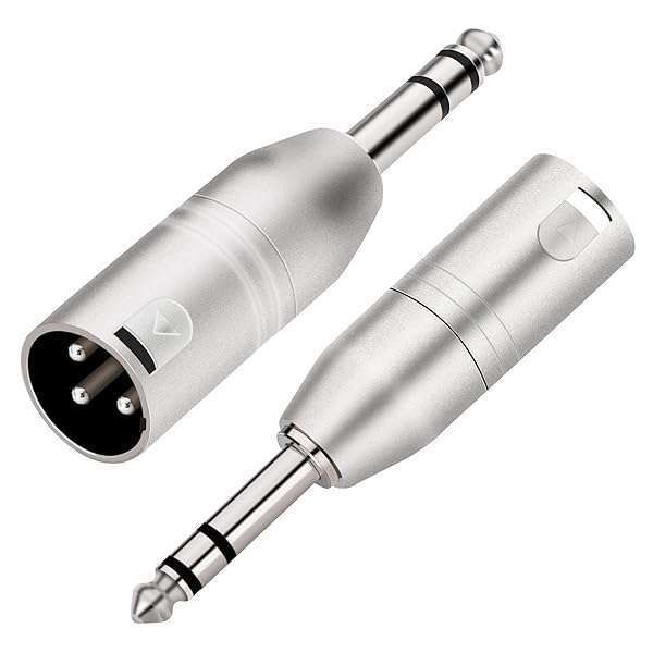 "Buy Tisino 1/4" TRS to XLR Adapter - Balanced 6.35mm Male to XLR Male - 2 Pack for Superior Audio Quality"