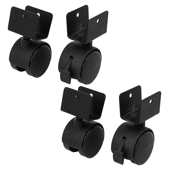 "uxcell 1.6" Wheel U-Clamp Swivel Brake Caster - 4pcs Universal Black Bracket for Easy Mobility"