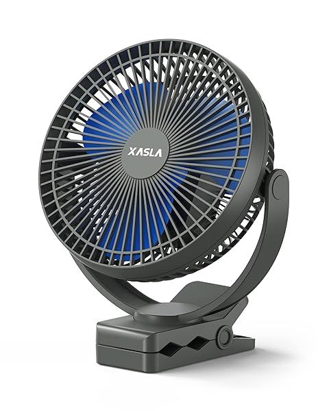 Xasla 10000mAh Portable Clip-On Fan: 8-Inch, 24-Hour Battery Life, 4 Speeds - Perfect for Camping, Golf Carts, Home & Office