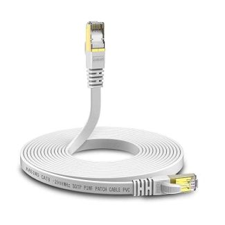 High-Speed KASIMO Cat 8 Ethernet Cable 10ft - 40Gbps, 2000MHz, Flat SSTP, Gold Plated RJ45 for Gaming & Streaming