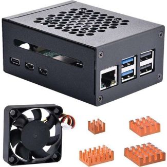 GeeekPi Metal Case for Raspberry Pi 5, Pi 5 Case with 4010 PWM Fan and Copper Heatsinks for Raspberry Pi 5 4GB/8GB, Support Official Pi 5 Active Cooler, X1000/X1001/X1003/N04/N05 PCIe Peripheral Board