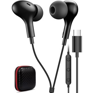 Magnetic USB C Headphones: Noise-Canceling In-Ear Earbuds for Samsung, iPhone & Pixel with Mic & Bass Stereo