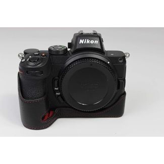 Handmade Leather Camera Case for Nikon Z5 Z6 Z7 - BolinUS Genuine Half Cover with Hand Strap (Black)