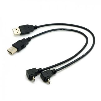 cablecc 2pcs USB 2.0 Male to Micro USB Up & Down Angled 90 Degree Cable 30cm for Cell Phone Tablet