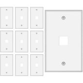 10-Pack White 1 Port Keystone Wall Plate for RJ45 & Modular Inserts - Tedgetal Single Gang Faceplate