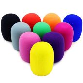 10 Pack Washable Microphone Covers - Foam Wind Shields for KTV & Stage - 10 Colors Available!