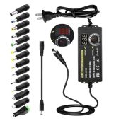 120W Universal Power Supply: Adjustable 3V-24V AC/DC Adapter with 14 Tips & Polarity Converter - 5000mA Max