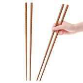 "16.5" Wooden Cooking Chopsticks - 2 Pairs Extra Long, Reusable, Anti-Slip for Noodles & Hotpot"