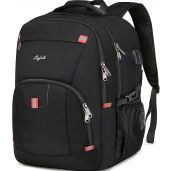 "17.3" Laptop Backpack with USB Charging - Water Resistant Rucksack for Business & Travel | Stylish Black Daypack for Men & Women"