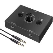 3.5mm Stereo Audio Switch: Manual Selector for Speakers & Headphones - Splitter Box for Easy Audio Sharing