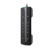 360 Electrical 12-Outlet Surge Strip with 3.4A USB Ports & Coax/RJ11/RJ45 - 8ft Black Power Solution