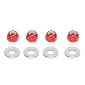 Upgrade Your WLtoys 1/14 144001 Car: 4 Pcs Wheel Hex Lock Nuts & Gaskets (Red) for Enhanced Performance