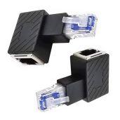 Kework 2 Pack RJ45 Extender - 90 Degree Right Angle Ethernet Adapter for Cat5/Cat5e - Male to Female Connector
