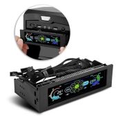5-Fan Speed Controller with CPU Temp Sensor & Front Panel Display for PC Cooling
