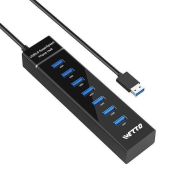 IVETTO 7-Port USB 3.0 Hub with 3.3ft Cable for Laptop, PC, MacBook & More - Fast Data Transfer & Easy Connectivity