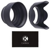 72mm Camera Lens Hoods Set: Collapsible Rubber & Tulip Design for DSLR - Reduce Flare & Enhance Photography