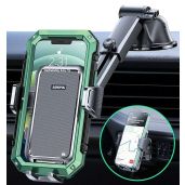 ADIUPUL 3-in-1 Car Phone Holder: Bumpy Roads Friendly Mount for iPhone & Samsung - Easy Clamp for Dashboard, Windshield & Vent