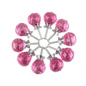 BNYZWOT 30mm Pink Crystal Glass Cabinet Knobs - 10pcs Round Drawer Pulls with Screws for Kitchen & Wardrobe